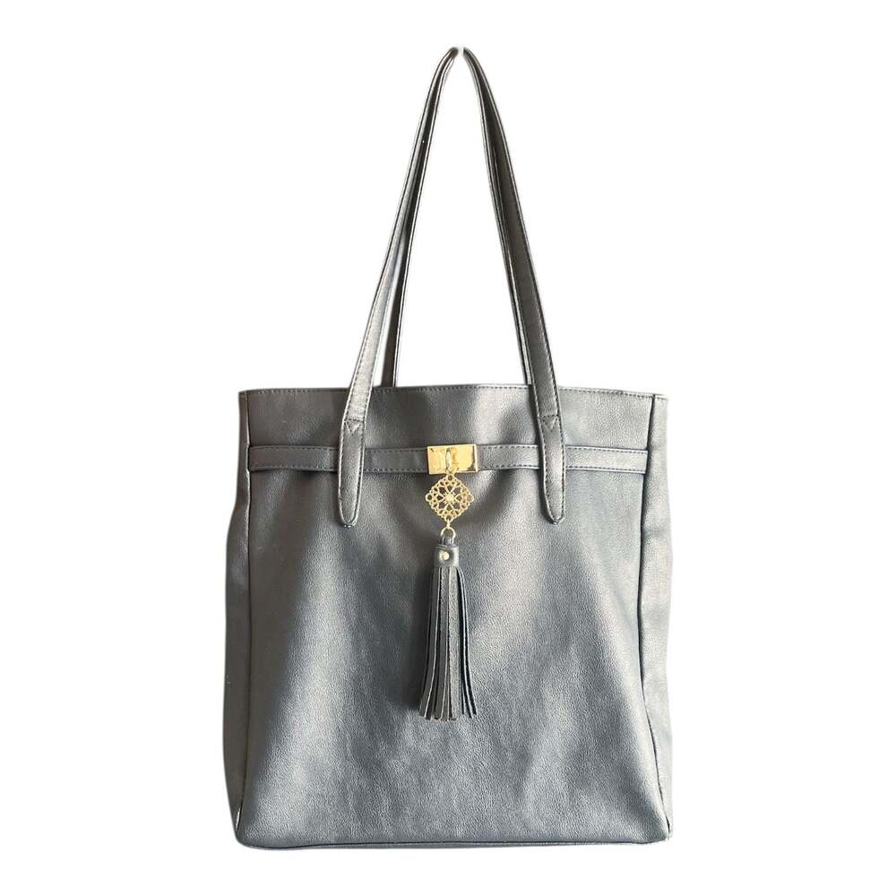 Avon Signature Collection Black Belted Tote Bag with Tassel